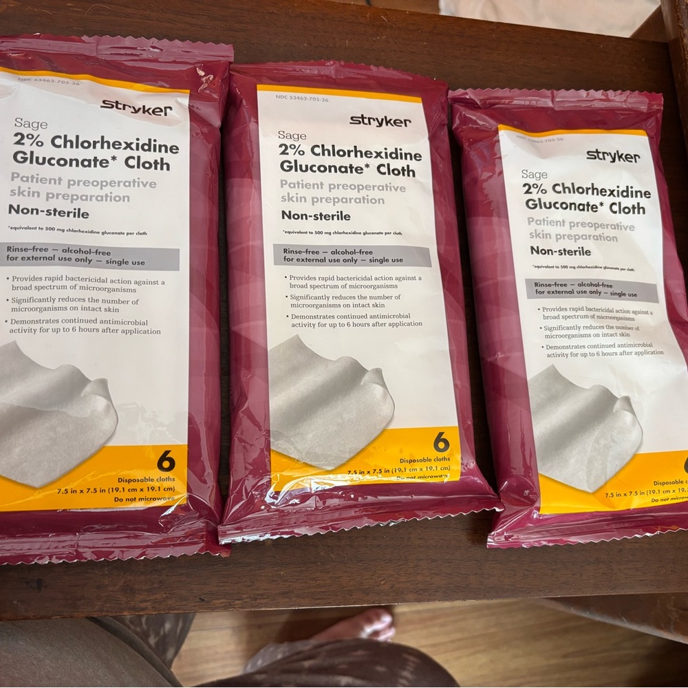 Stryker Chlorhexidine Gluconate Cloths bath cloths with CHG